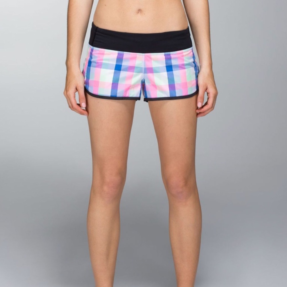 Lululemon Run: Speed Short *2-way Stretch in Pop Plaid Reflective Multi / Black